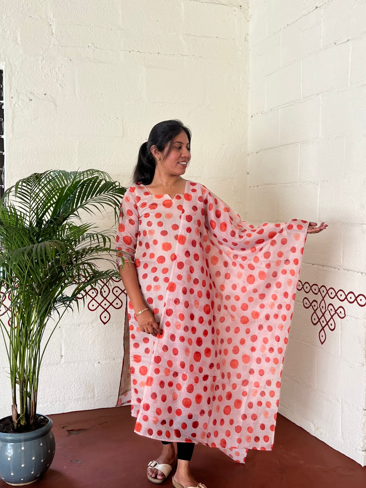 Traditional Chanderi Kurti with Dupatta