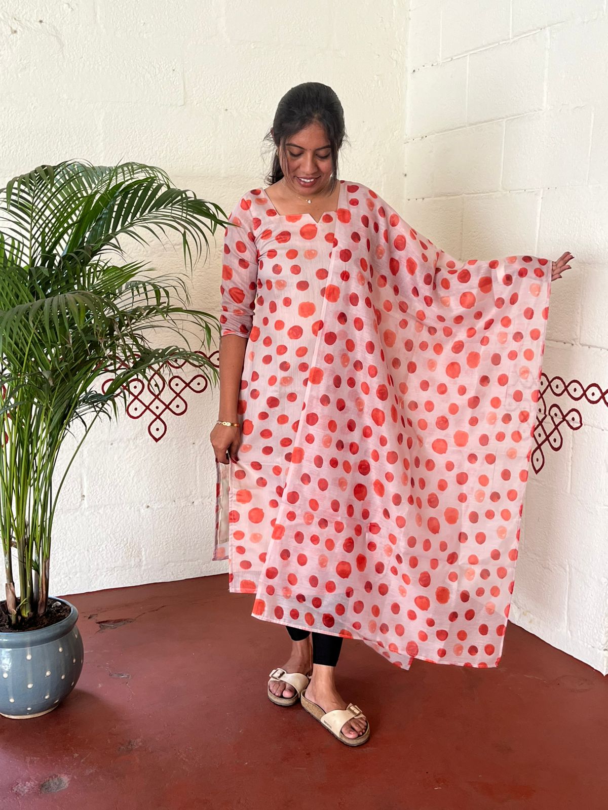 Traditional Chanderi Kurti with Dupatta