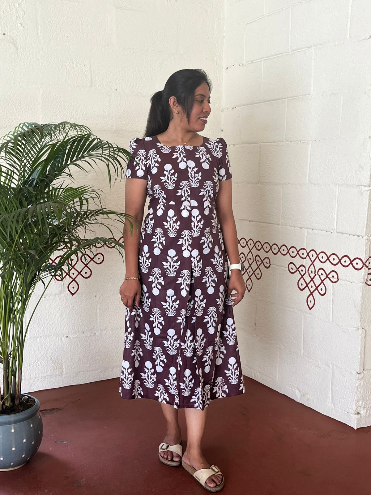 Cocoa Bloom Midi Dress