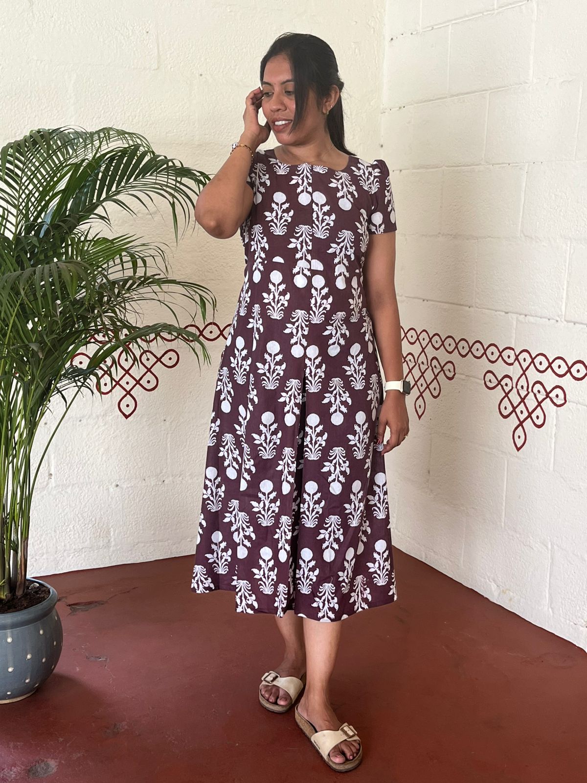 Cocoa Bloom Midi Dress