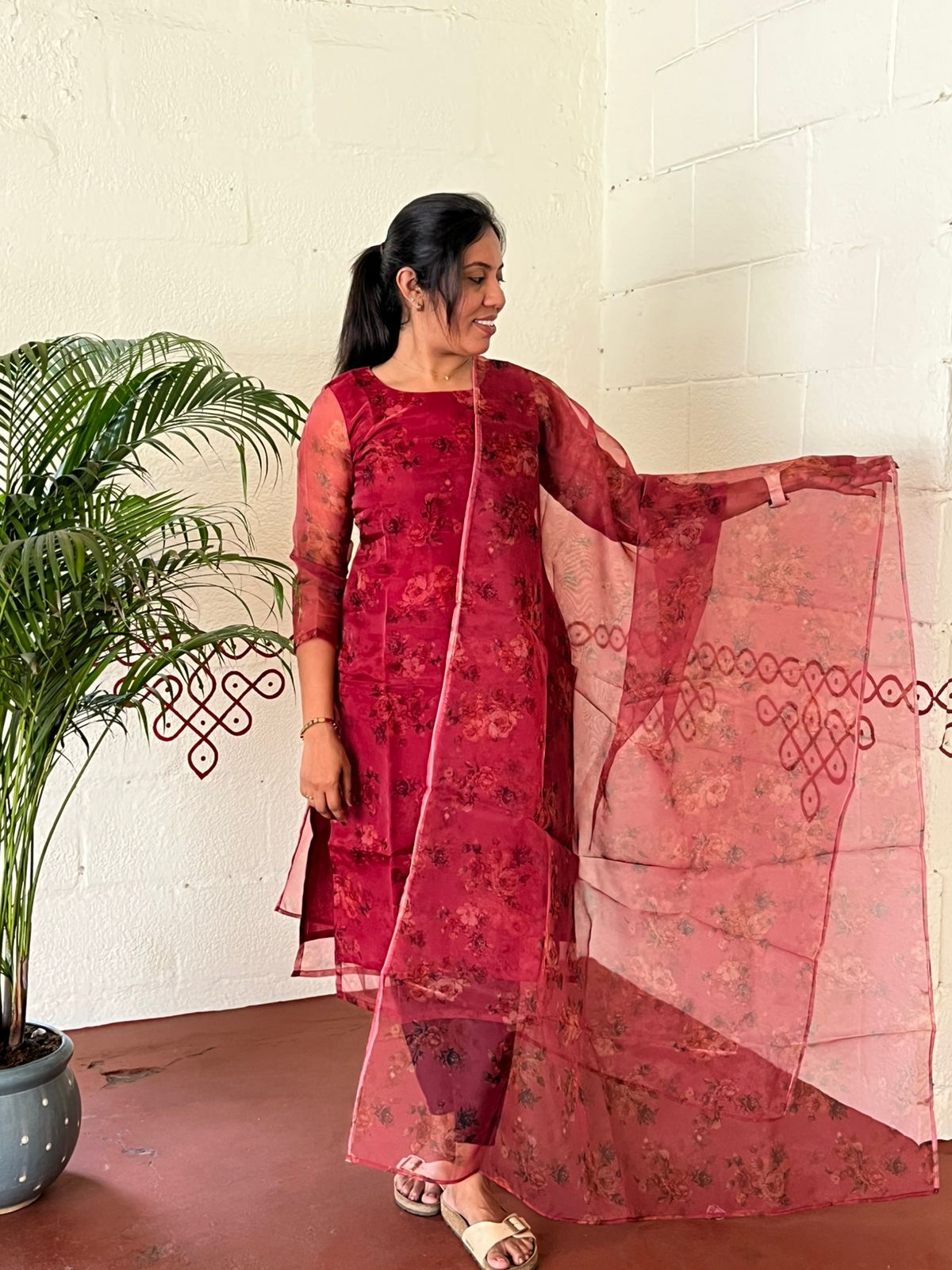 Stylish Organza Kurti with Dupatta