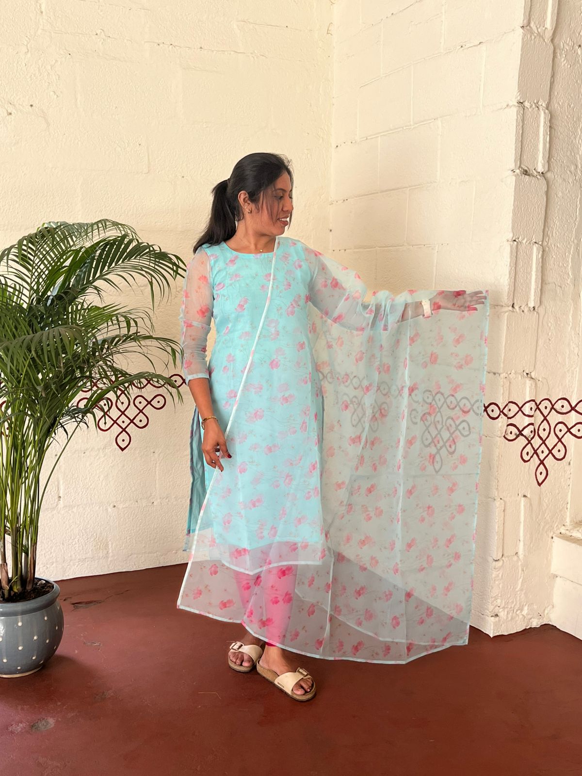 Graceful Organza Kurti Set with Dupatta