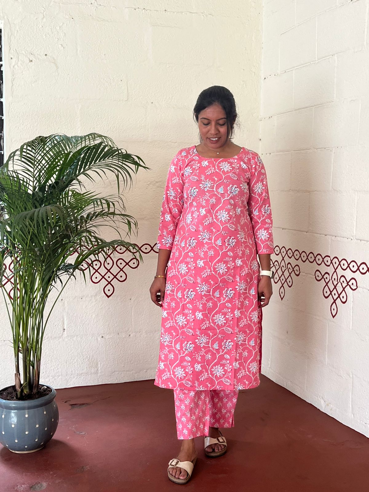 Coral Pink Floral Print Co-ord set