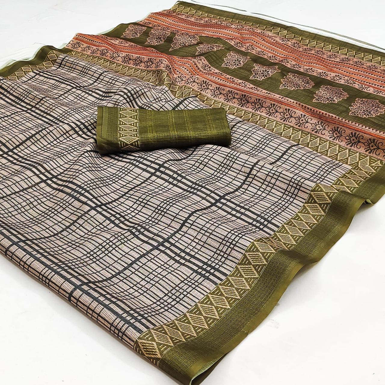 Grey Royal Tradition Kota Cotton Saree