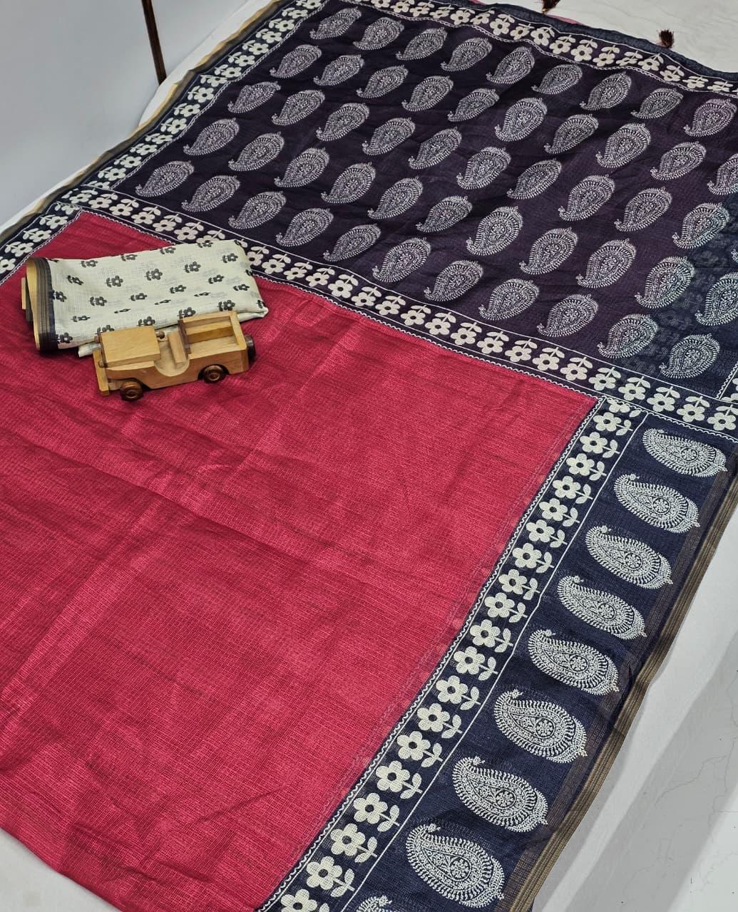 Red and Black colour  Royal Tradition Kota Cotton Saree