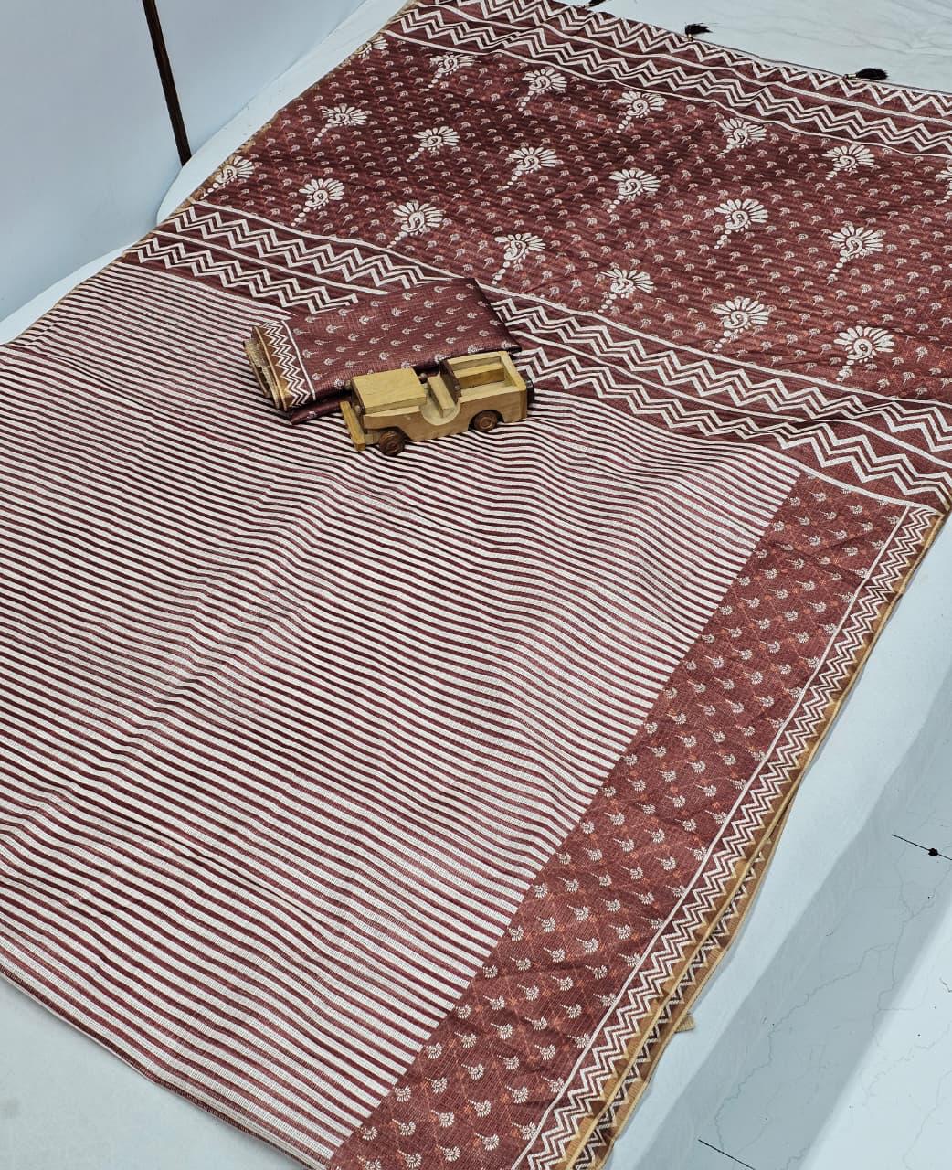 maroon and White colour  Royal Tradition Kota Cotton Saree