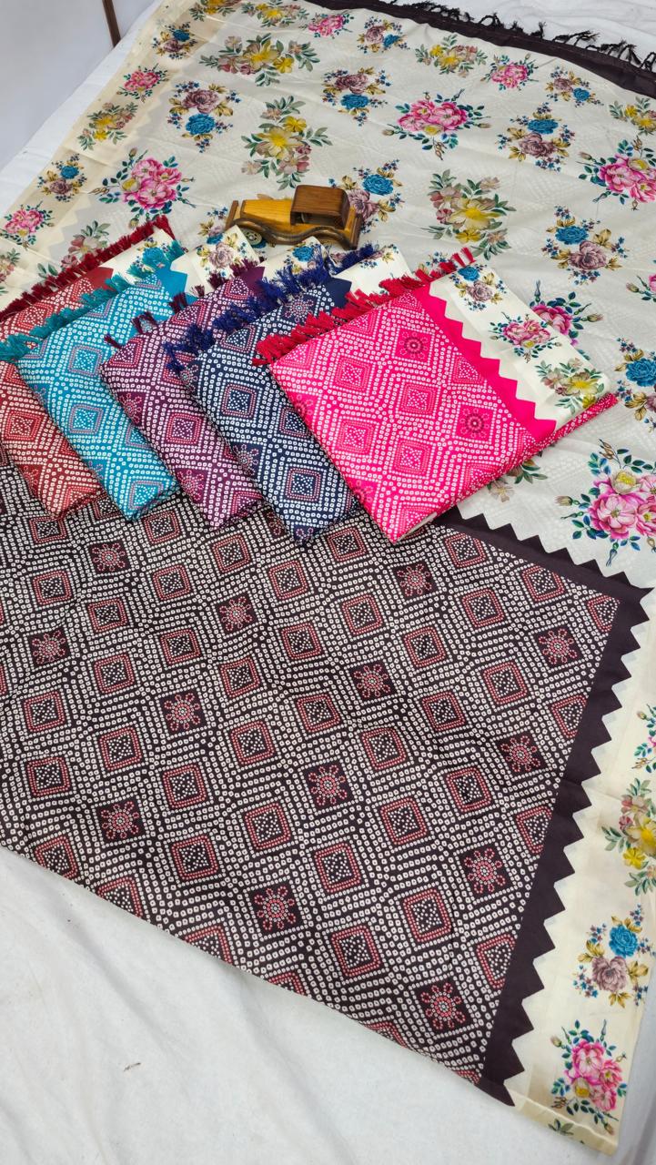 Kalki Cotton With Satin Border And Tussels Digital