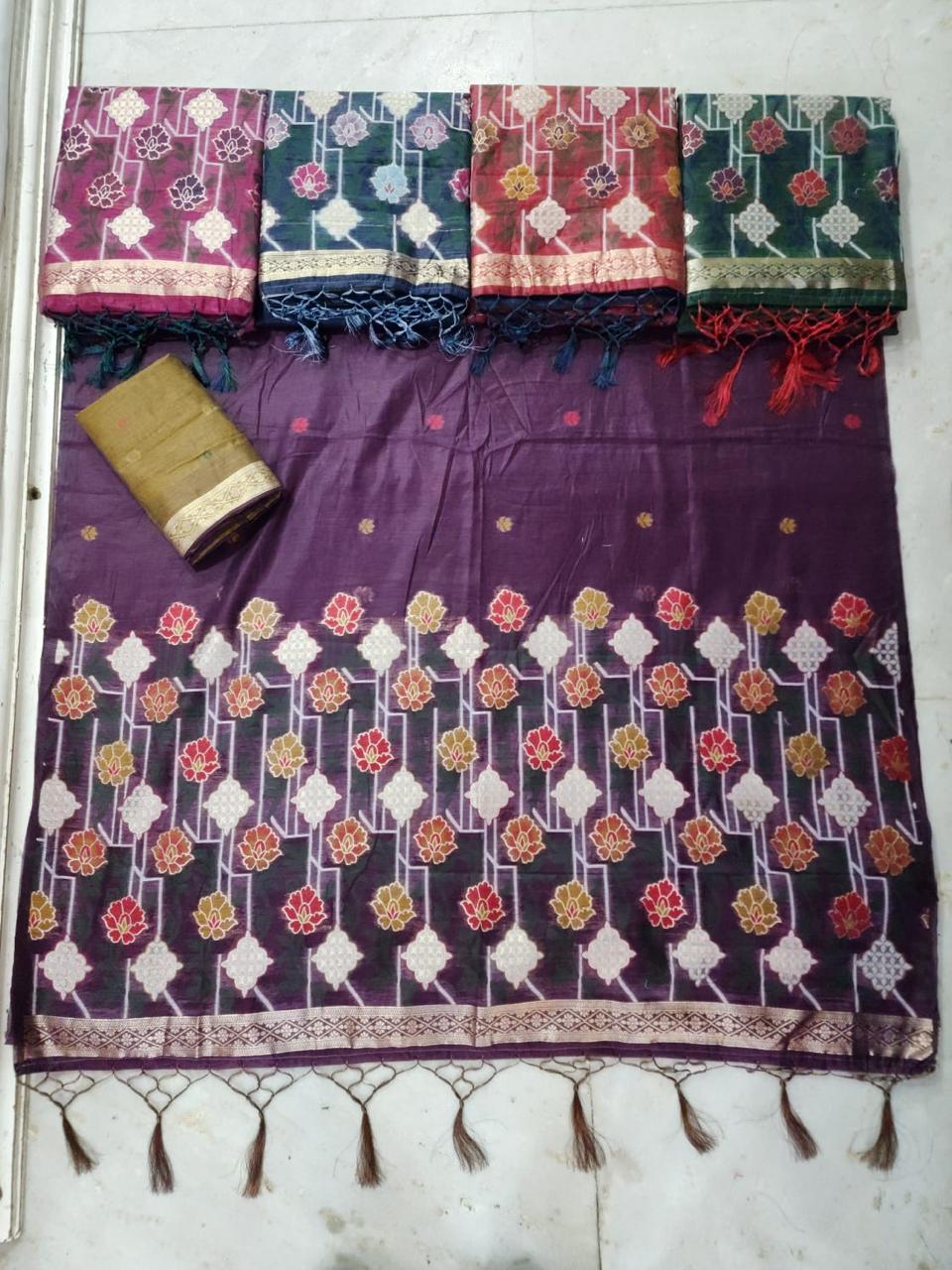 Multi Colour Moonga Sarees