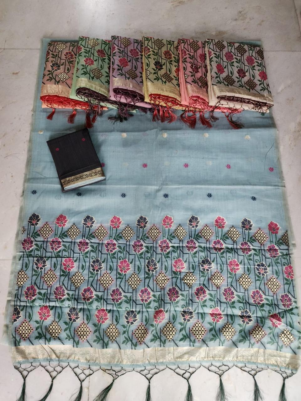 Multi Colour Moonga Sarees