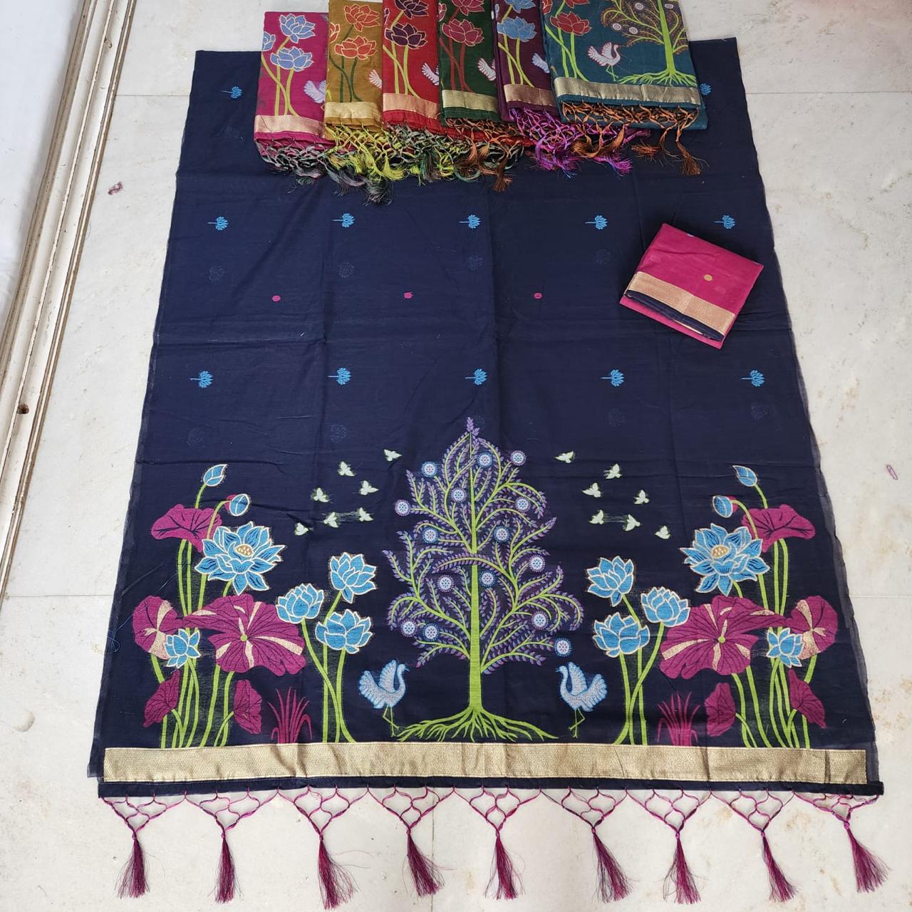 Multi Colour Moonga Sarees