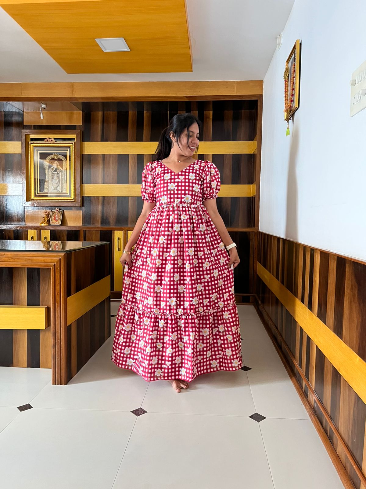 Red Rose Tiered Dress