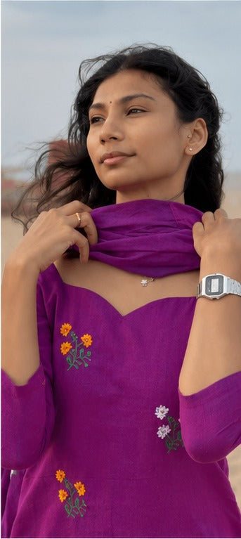 Orchid Purple Cotton 3piece Set