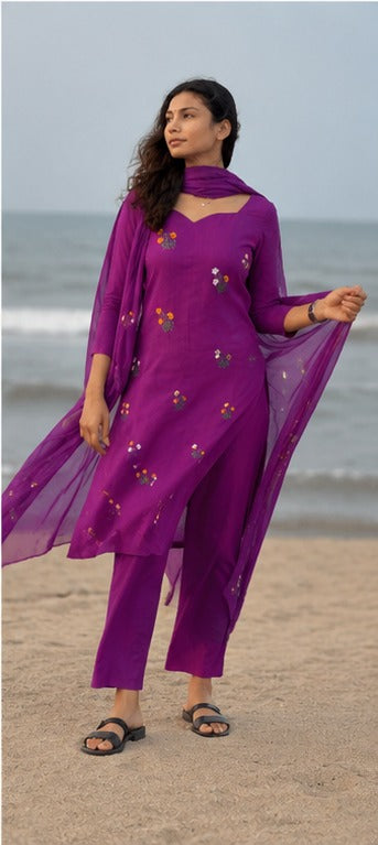Orchid Purple Cotton 3piece Set