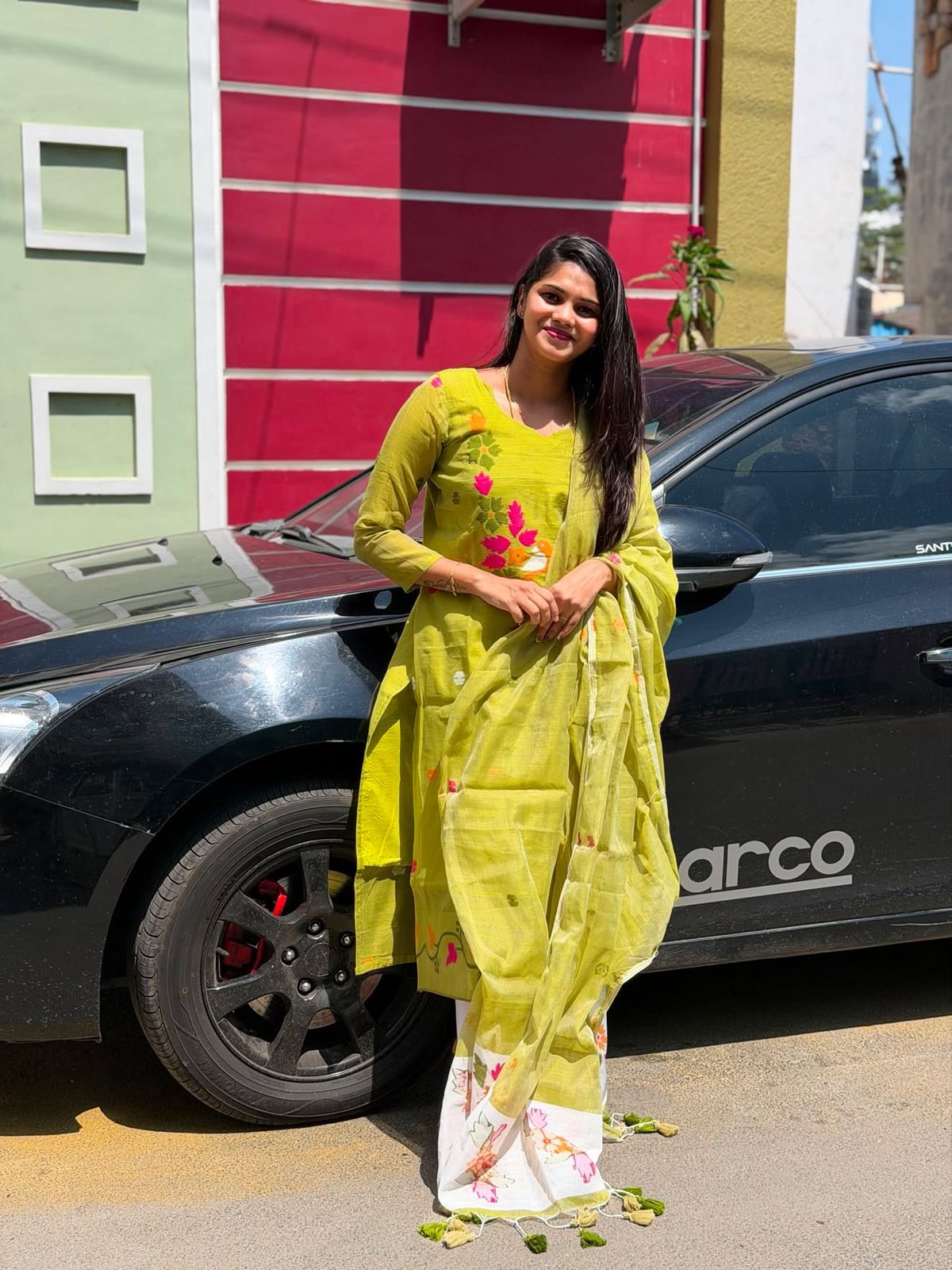 Jamdani Green Floral Grace 2pcs set