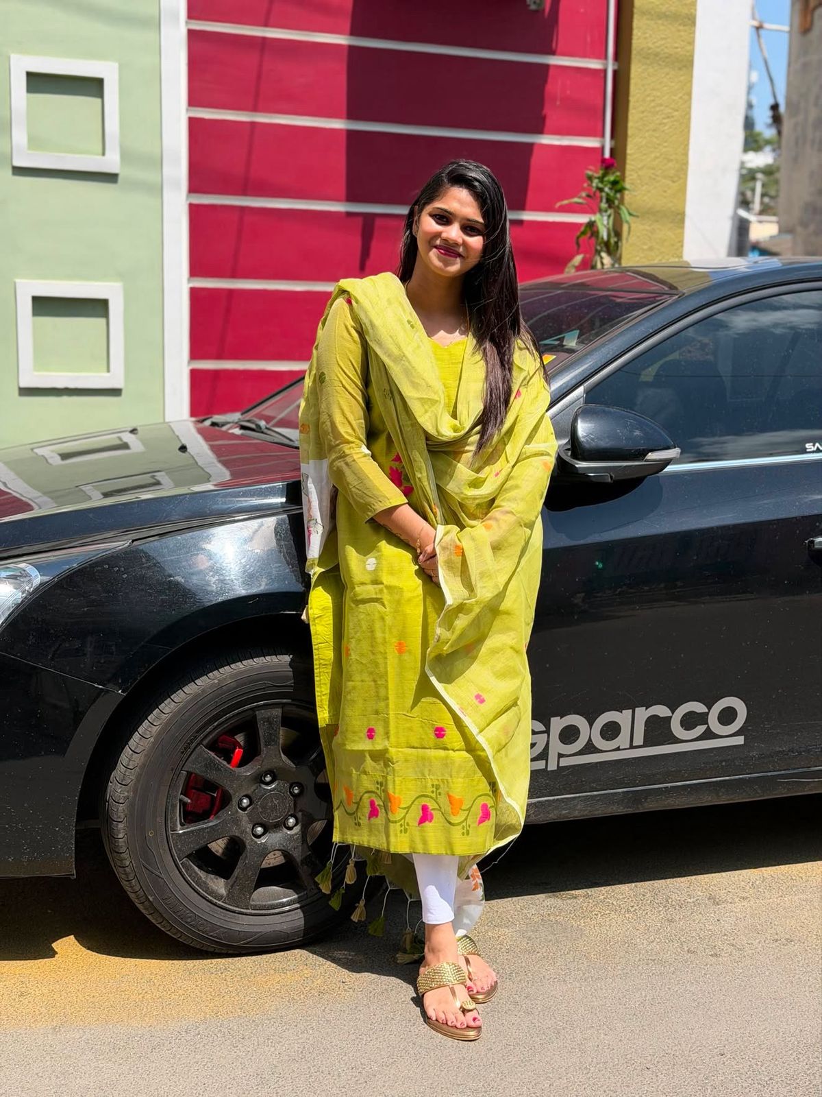 Jamdani Green Floral Grace 2pcs set