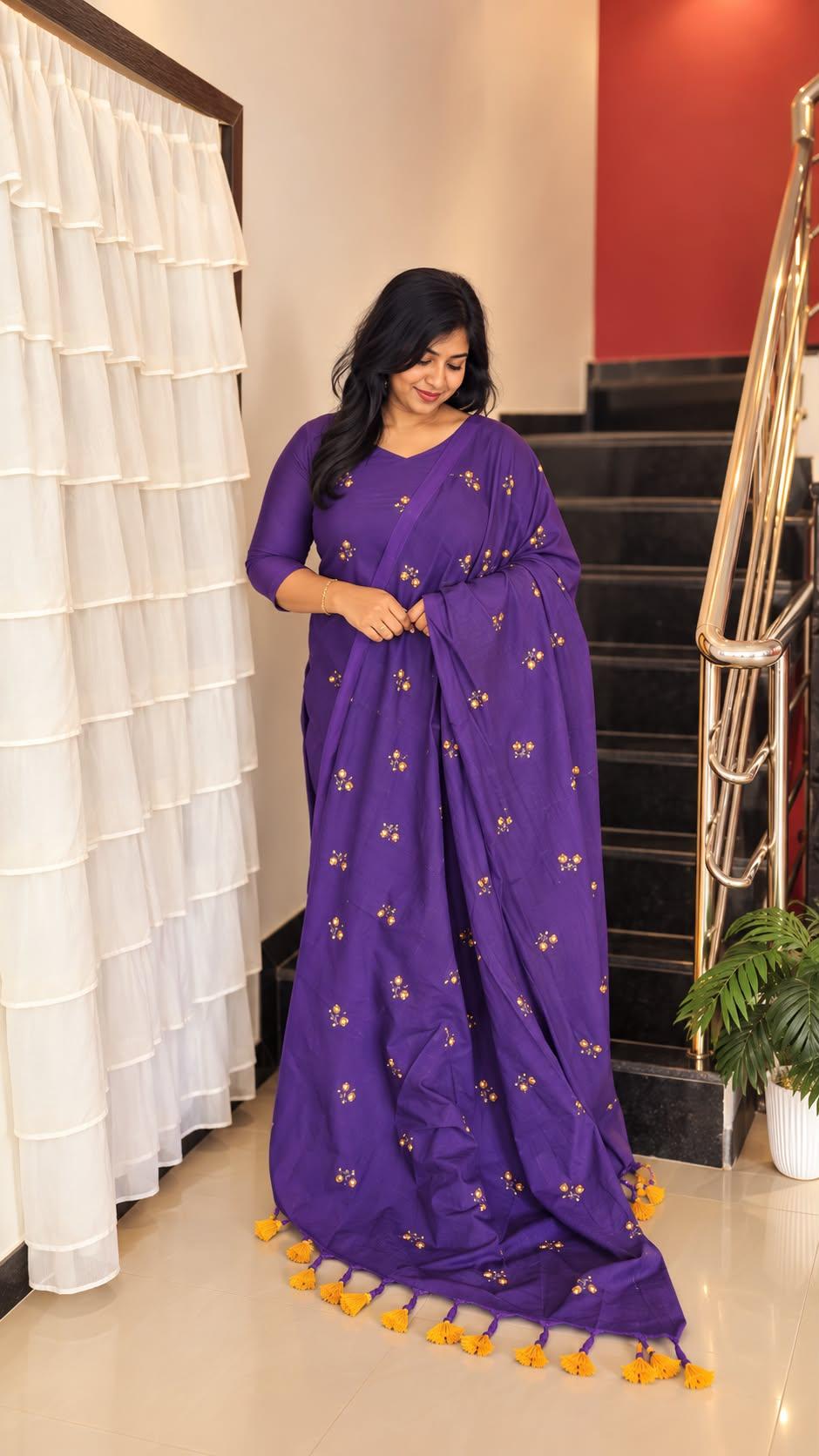 Purple Petal Printed 3piece set