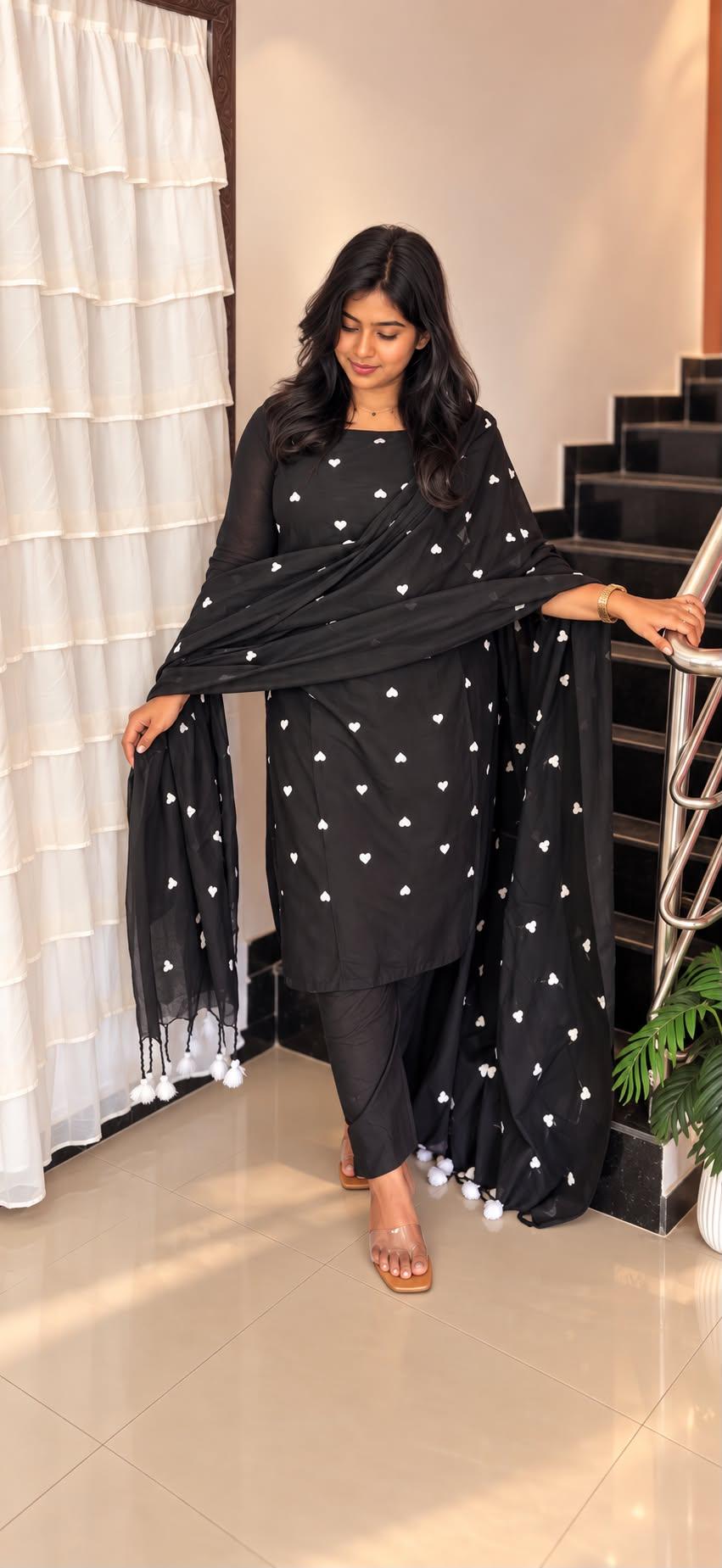 Black Love Heart Print 3piece set
