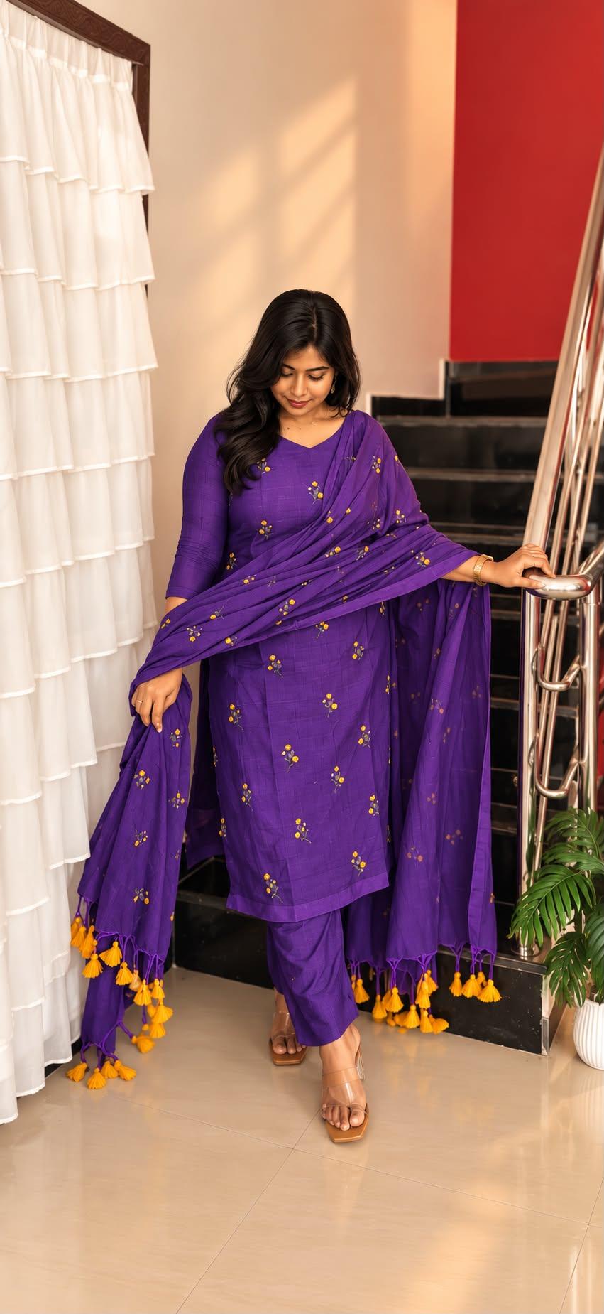 Purple Petal Printed 3piece set