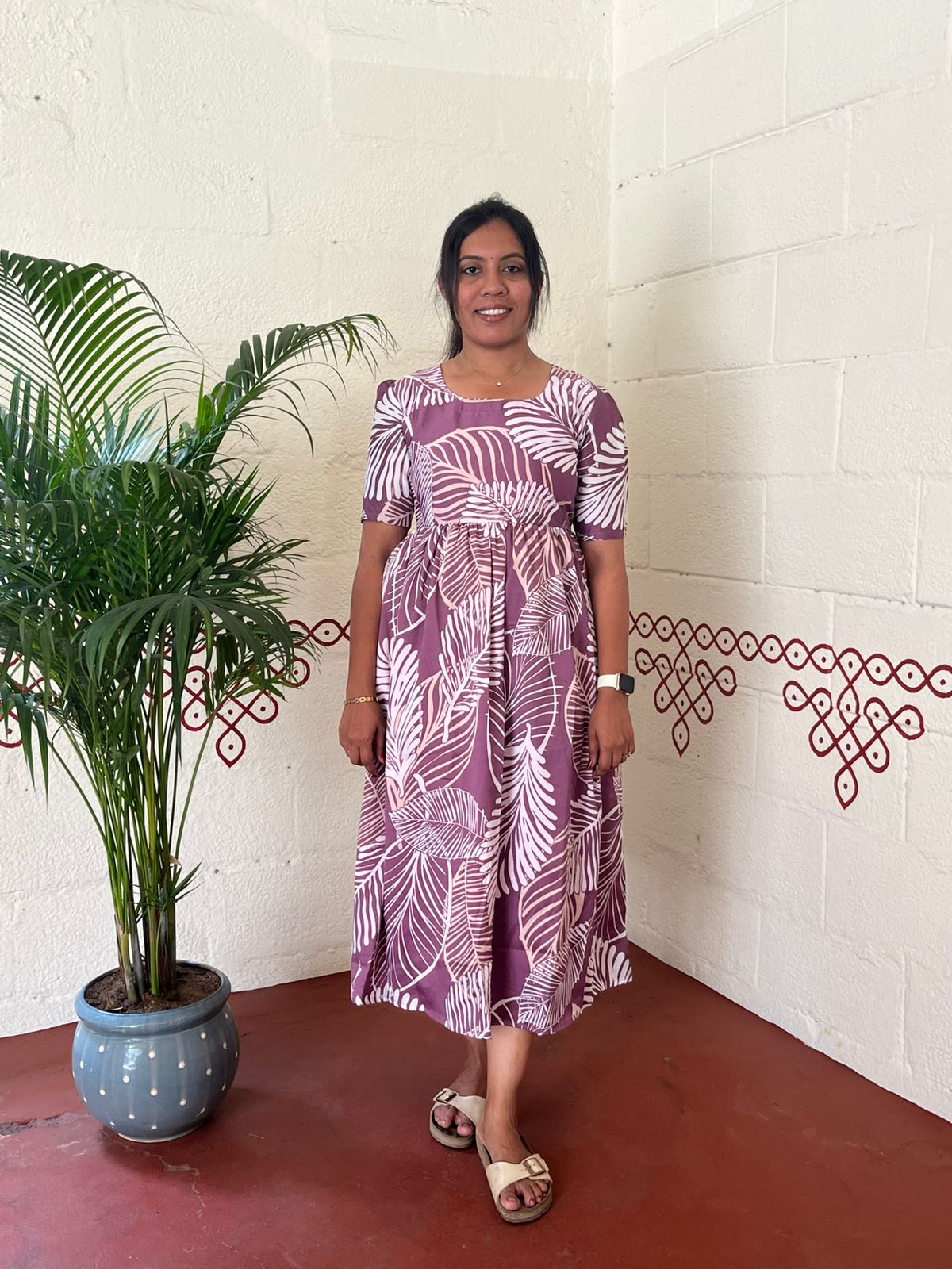 Casual Leaf  printed maxi