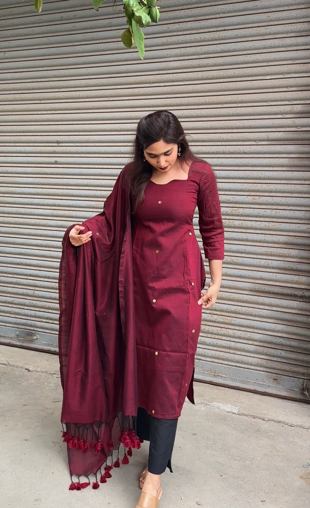 Maroon Grace cotton 3 pcs set