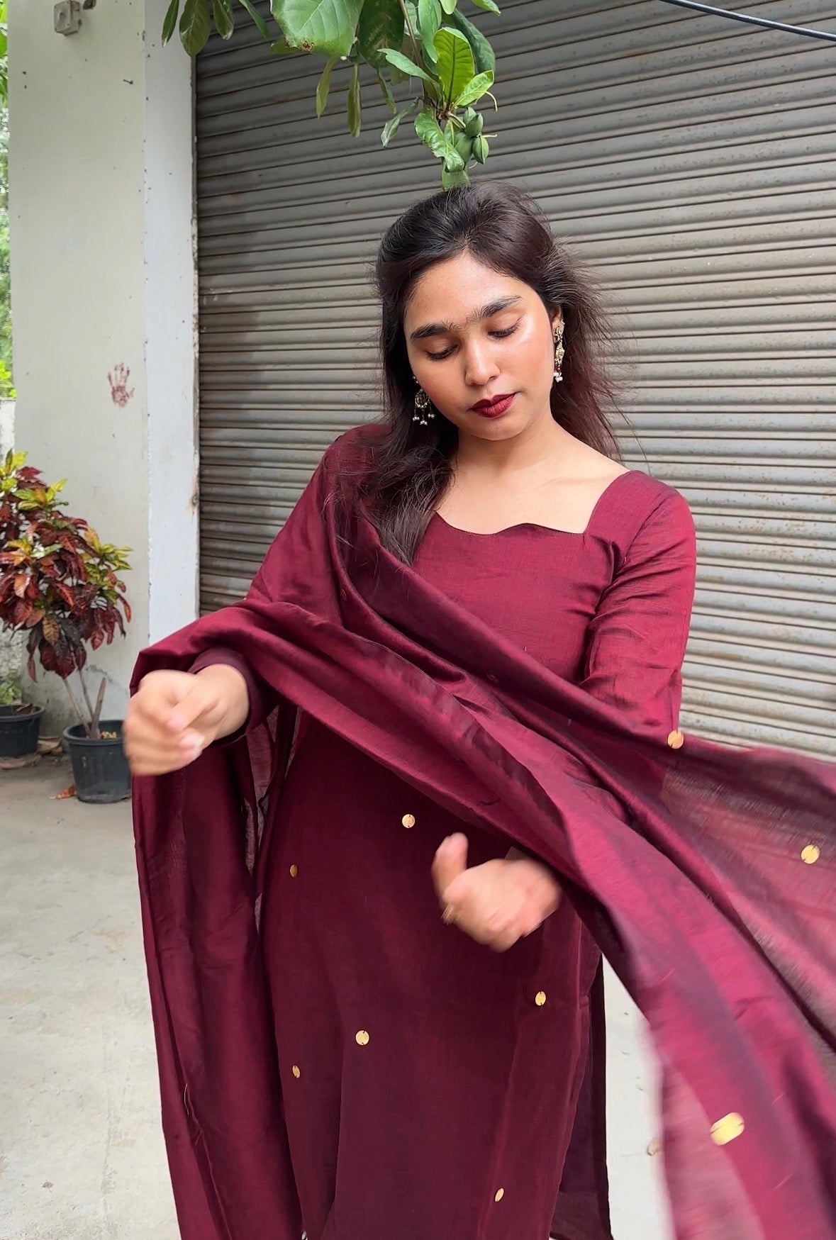 Maroon Grace cotton 3 pcs set